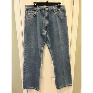 Vintage Levis 517 Boot Cut Denim Jeans Men's 35x30 Med Wash Black Batwing